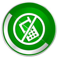 Poster - No phone silver metallic border green web icon for mobile apps and internet.