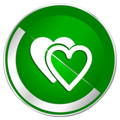 Poster - Love silver metallic border green web icon for mobile apps and internet.