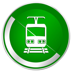 Wall Mural - Train silver metallic border green web icon for mobile apps and internet.