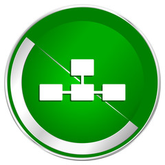 Poster - Database silver metallic border green web icon for mobile apps and internet.