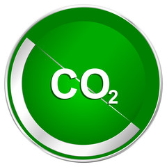 Poster - Carbon dioxide silver metallic border green web icon for mobile apps and internet.