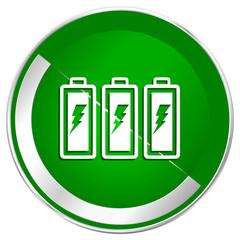 Aufkleber - Battery silver metallic border green web icon for mobile apps and internet.