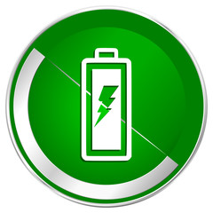 Aufkleber - Battery silver metallic border green web icon for mobile apps and internet.