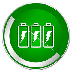 Aufkleber - Battery silver metallic border green web icon for mobile apps and internet.