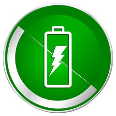 Aufkleber - Battery silver metallic border green web icon for mobile apps and internet.