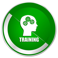 Poster - Training silver metallic border green web icon for mobile apps and internet.