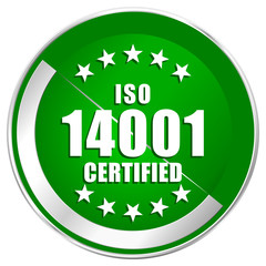 Aufkleber - Iso 14001 silver metallic border green web icon for mobile apps and internet.