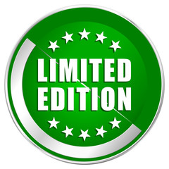 Poster - Limited edition silver metallic border green web icon for mobile apps and internet.