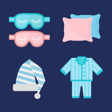 Sleep Pajamas Icon Vector Illustration Bed Sign Symbol Isolated Dream Bedroom Bedtime Pyjamas Pillow
