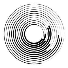 Aufkleber - Concentric circles geometric element. Radial, radiating circular graphic.