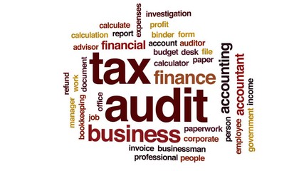 Wall Mural - Tax audit animated word cloud, text design animation.