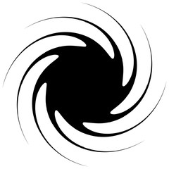 Aufkleber - Abstract black and white spiral. Radial, radiating lines with spiral distortion. Artistic non-figural illustration.