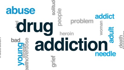 Canvas Print - Drug addiction animated word cloud, text design animation.