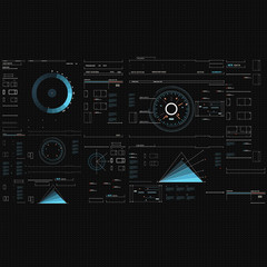 Poster - futuristic hud, virtual touch user interface in flat design