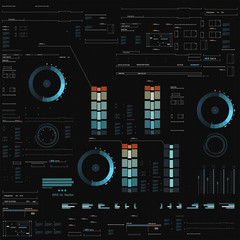 Poster - futuristic hud, virtual touch user interface in flat design