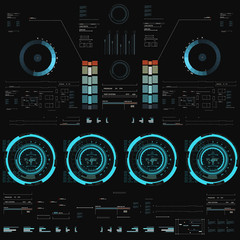 Poster - futuristic hud, virtual touch user interface in flat design