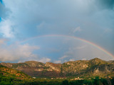 Fototapeta Tęcza - Double rainbow over the mountains. Montenegrin Mountains, the Balkans.