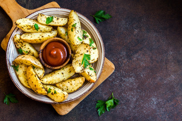 Canvas Print - Baked potato wedges