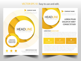 Yellow circle annual report Brochure design template vector. Business Flyers infographic magazine poster.Abstract layout template ,Book Cover presentation portfolio.