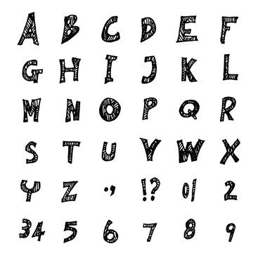 Hand drawn alphabet letters Vector eps10