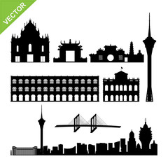 Sticker - Macau landmark and skyline silhouettes vector