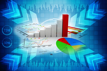 Poster - 3d rendering Stock market online business concept. business Graph 