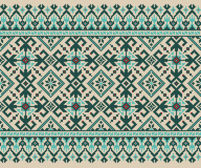 Naklejka na meble Vector illustration of Ukrainian folk seamless pattern ornament. Ethnic ornament. Border element. Traditional Ukrainian, Belarusian folk art knitted embroidery pattern - Vyshyvanka