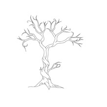 Scetch Black White Old Tree Without Leaves For Artistic Illustrations And Other Artistic Purposes