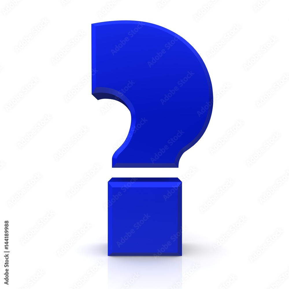 question mark 3d blue isolated on white background rendered business ...