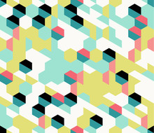 Colorful Irregular Vector Abstract Geometric Seamless Pattern With Hexagons