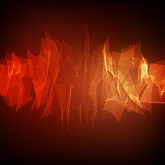 Poster - Abstract vector mesh background. Chaotically connected points and polygons flying in space. Flying debris. Futuristic technology style card. Lines, points, circles and planes. Futuristic design.
