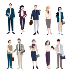 Wall Mural - Set of business people. Men and women in office cliothes. Colorful flat illustration.