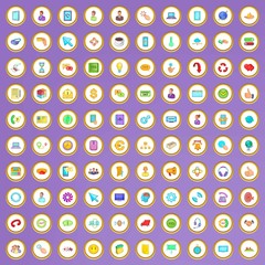 Poster - 100 connection icons set in cartoon style