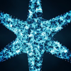 Aufkleber - Abstract vector mesh background. Chaotically connected points and polygons flying in space. Flying debris. Futuristic technology style card. Lines, points, circles and planes. Futuristic design.