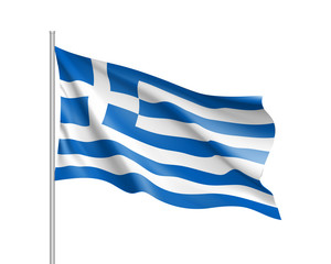 National flag of Greece country. Patriotic sign in official greek colors: white and blue. Symbol of Sounhern European state. Vector icon illustration