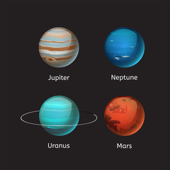 Wall Mural - High quality solar system planet galaxy astronomy earth science globe orbit star vector illustration.