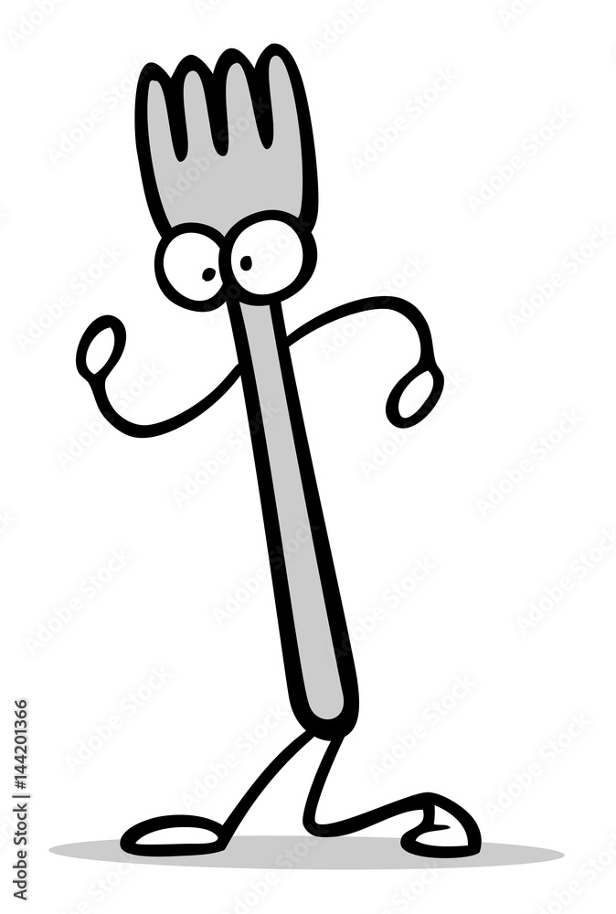 Stock-Illustration „Lustige Gabel als Cartoon Besteck“ | Adobe Stock