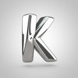 Silver letter K uppercase isolated on white background