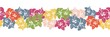 Nahtoser Hintergrund als Bordüre mit Muster aus bunten Hibiskus Blüten
