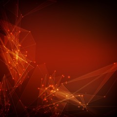 Aufkleber - Abstract vector mesh background. Chaotically connected points and polygons flying in space. Flying debris. Futuristic technology style card. Lines, points, circles and planes. Futuristic design.