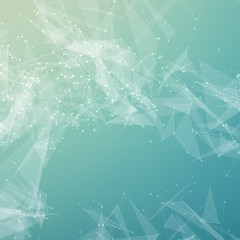 Aufkleber - Abstract vector mesh background. Chaotically connected points and polygons flying in space. Flying debris. Futuristic technology style card. Lines, points, circles and planes. Futuristic design.