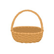 Picnic basket isolated on white background. Illustration of empty bamboo basket.