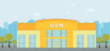 Gym Place With City Background. Illustration Flat