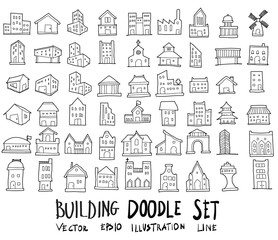 Doodle sketch type of building icons vector Illustration eps10