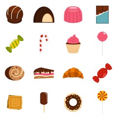 Wall Mural - Sweets and candies icons set in flat style