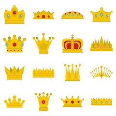 Wall Mural - Crown icons set in flat style
