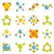 Molecule icons set in flat style