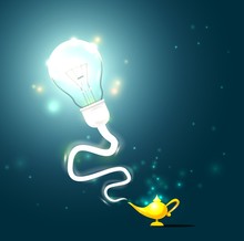 Illustration Of A Magical Lightbulb Coming Out From A Lamp