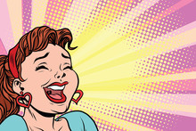 Young Woman Laughs, Style Pop Art Poster
