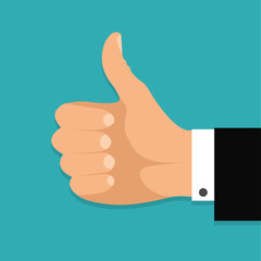 Poster - Thumb up.Flat style. Stock vector